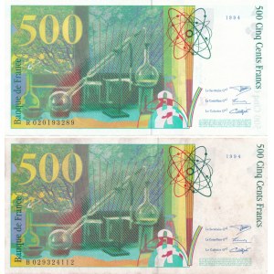 Francja, zestaw 2 szt., 500 Franków 1994