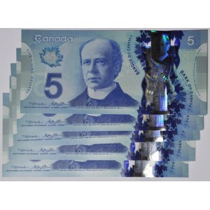 Kanada, zestaw 5 szt., 5 dolarów 2013, ser. NMC, polimerowe