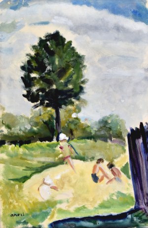 Irena WEISS – ANERI (1888-1981), Dzieci w ogrodzie [Pejzaż]