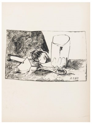 Pablo Picasso (1881 Malaga - 1973 Mougins), Pommes, verre et couteau, 1947
