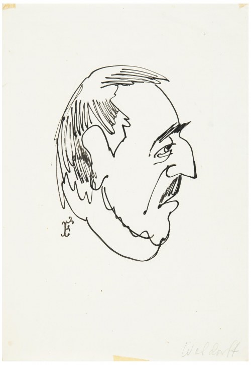 Jerzy Flisak (1930 Warszawa - 2008 tamże), Karykatura Jerzego Waldorfa