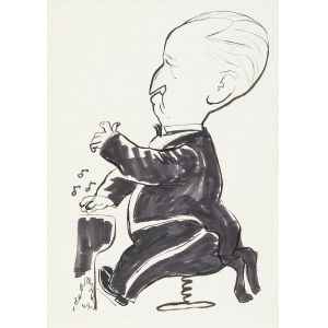 Julian Żebrowski (1915-2002), Karykatura Artura Rubinsteina, 1949