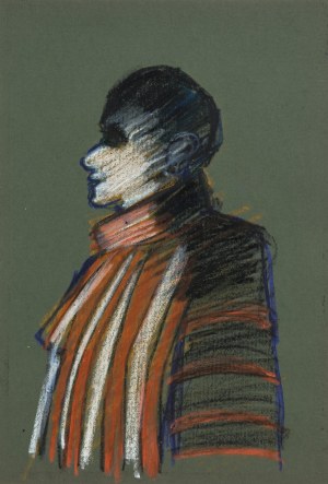 Andrzej Konwerski (ur. 1941), Portret meżczyzny, z cyklu Błazny Polskie, ok. 1991 r.