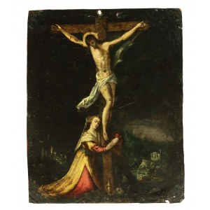 Maria Magdalena u stóp ukrzyżowanego Chrystusa - szkoła flamandzka XVII w.