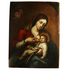 Madonna z dzieckiem, obraz olej na płótnie, XVII w