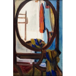 Aneri-Irena Weiss (1888-1981), Wnętrze mieszkania z owalnym lustrem, ok. 1918