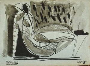 Kazimierz Podsadecki (1904-1970), Akt siedzącej kobiety-geometryczny, 1.I.1959