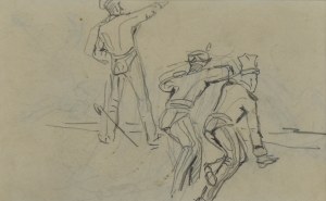 Stanisław KAMOCKI (1875-1944), Grupa żołnierzy w okopie motyw ze sceny batalistycznej, 1894(?)