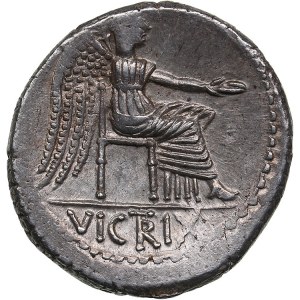 Roman Republic AR Denarius - Porcia. M. Porcius Cato (89 BC)