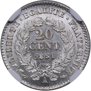France 20 centimes 1851 A - NGC MS 63