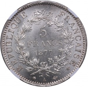 France 5 francs 1877 A - NGC MS 65
