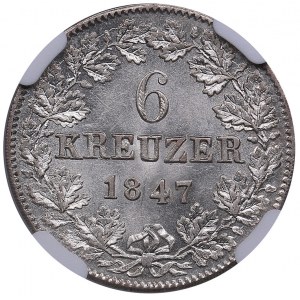 Germany, Nassau 6 Kreuzer 1847 - NGC MS 63