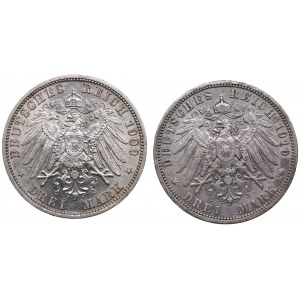 Germany, Prussia 3 mark 1909, 1910 (2)