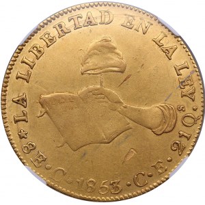 Mexico 8 escudos 1853 / 1C CE - NGC AU DETAILS