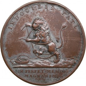Sweden medal for the Death of Carl XII at the Siege of Fredriksten by Johann Carl Hedlinger, 1718