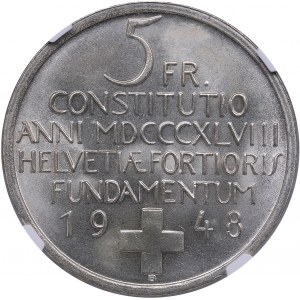 Switzerland 5 francs 1948 B - NGC MS 65