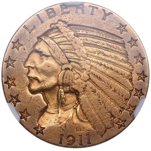 USA 5 dollars 1911 S - NGC AU 55