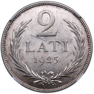 Latvia 2 lati 1925 - NGC MS 63