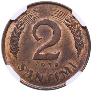 Latvia 2 santimi 1939 - NGC MS 63 BN