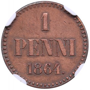 Russia, Finland 1 pennia 1864 - NGC AU DETAILS