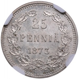 Russia, Finland 25 pennia 1873 S- NGC MS 63