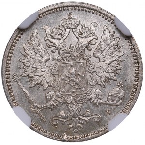 Russia, Finland 25 pennia 1873 S- NGC MS 63