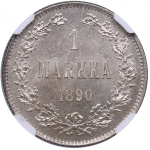 Russia, Finland 1 markka 1890 L - NGC MS 64