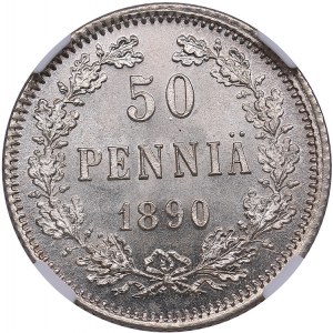 Russia, Finland 50 pennia 1890 L - NGC MS 67