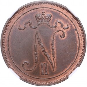 Russia, Finland 10 pennia 1895 - NGC MS 64 BN