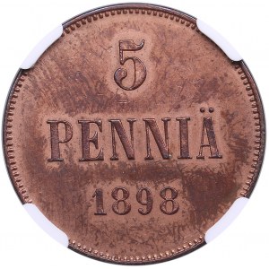 Russia, Finland 5 pennia 1898 - NGC UNC DETAILS