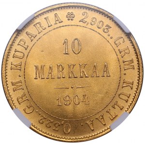 Russia, Finland 10 markkaa 1904 L - NGC MS 65