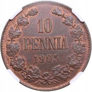 Russia, Finland 10 pennia 1905 - NGC MS 63 BN