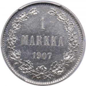 Russia, Finland 1 markka 1907 L - PCGS UNC DETAIL