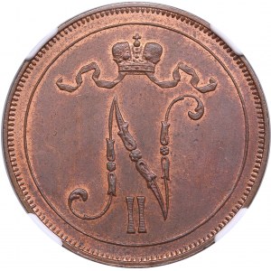 Russia, Finland 10 pennia 1907 - NGC MS 64 BN