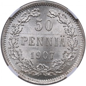 Russia, Finland 50 pennia 1907 L - NGC MS 66