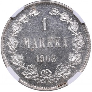 Russia, Finland 1 markka 1908 L - NGC MS 65 PL