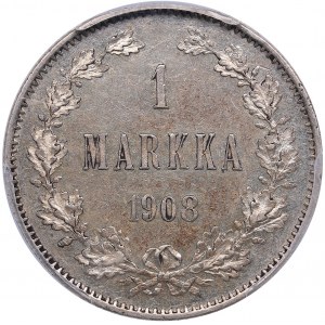 Russia, Finland 1 markka 1908 L - PCGS AU58