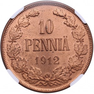 Russia, Finland 10 pennia 1912 - NGC MS 64 RD