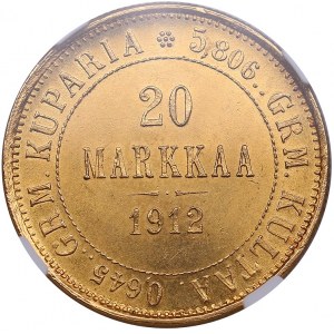 Russia, Finland 20 markkaa 1912 S - NGC MS 64