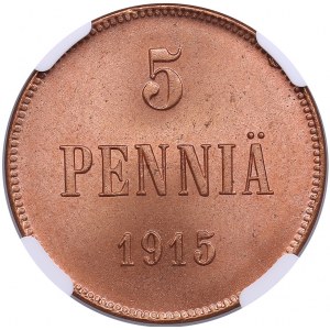 Russia, Finland 5 pennia 1915 - NGC MS 65 RD