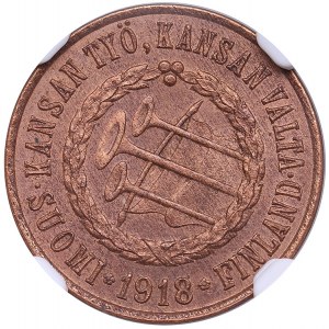 Finland 5 pennia 1918 - NGC MS 64 RB