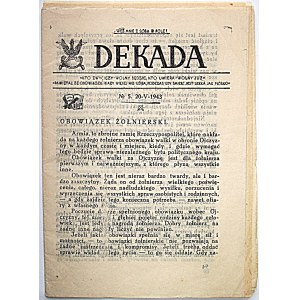 DEKADA. [W-wa]. 20. V. 1943. nr 5. Format 10/14 cm. s. paginowane od 94 do 119...