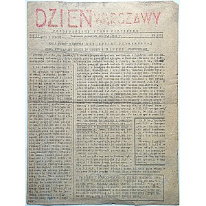 DZIEŃ WARSZAWY. Popołudniowe Pismo Codzienne. W-wa, czwartek, dn. 10.8.1944 r. Rok IV. Nr 1011...