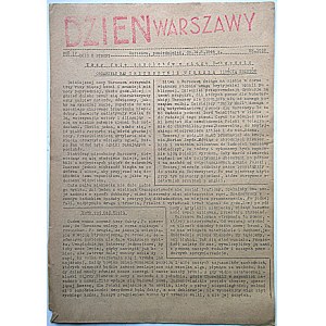 DZIEŃ WARSZAWY. W-wa, poniedziałek, dn. 14.8.1944 r. Rok IV. Nr 1018. Format jw. s. 2. [Artykuł tytułowy ...