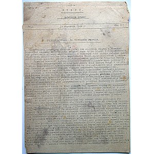 NURTY /Omówienie prasy/. [Kontynuacja pisma powyższego. W-wa], 10 stycznia 1944 r. Rok III. Nr 3. Format jw...