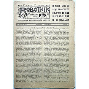 ROBOTNIK. Centralny Organ P.P.S. W-wa, 2 lipca 1944 r. Rok LI. Nr 8062/3. Format 15/21 cm. s. [8]...