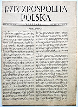 RZECZPOSPOLITA POLSKA. W-wa, 28 kwietnia 1944 r. Rok IV. Nr 5 (77). Format 15/21 cm. s. 16...