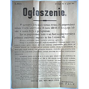 OGŁOSZENIE. L. 16011/10. W Stryju, dnia 10 grudnia 1910...