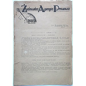 ŻYDOWSKA AGENCJA PRASOWA. W-wa. 3 grudnia 1947. Biuletyn Nr 127/376. Format 21/30 cm. s. 9. Brosz. wyd....