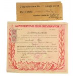 Zaświadczenie Ministerstwo Ziem Odzyskanych oraz Gospodarstwo nr 233 zajęte przez obywatela, 1947r.